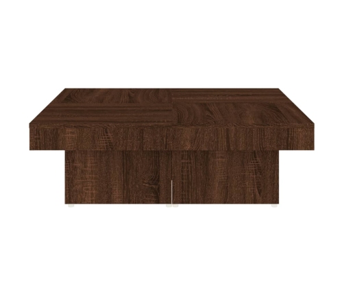 Mesa de centro de madera contrachapada roble marrón 90x90x28 cm