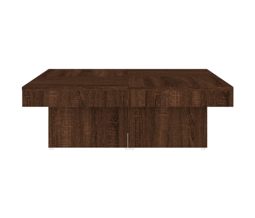 Mesa de centro de madera contrachapada roble marrón 90x90x28 cm