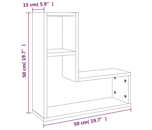 Estantes pared 2 uds madera contrachapada roble humo 50x15x50cm