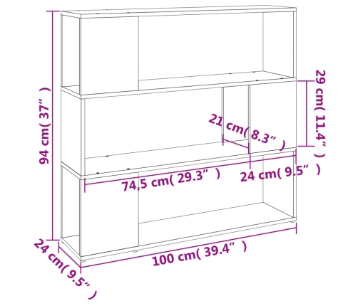 vidaXL Estantería/divisor de espacios roble ahumado 100x24x94 cm