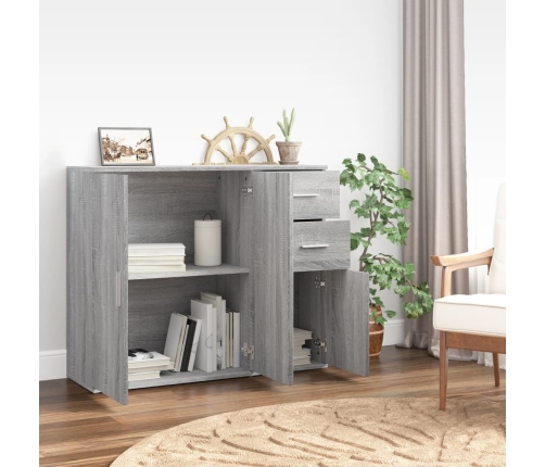 Aparador de madera contrachapada gris Sonoma 91x29,5x75 cm