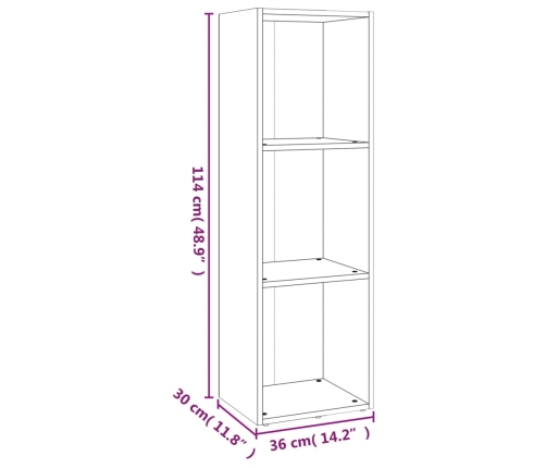 Estantería/mueble de TV madera roble ahumado 36x30x114 cm