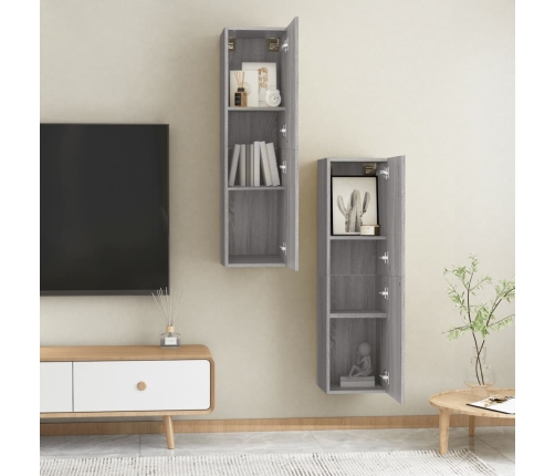 Muebles para TV de pared 2 uds gris Sonoma 30,5x30x110 cm