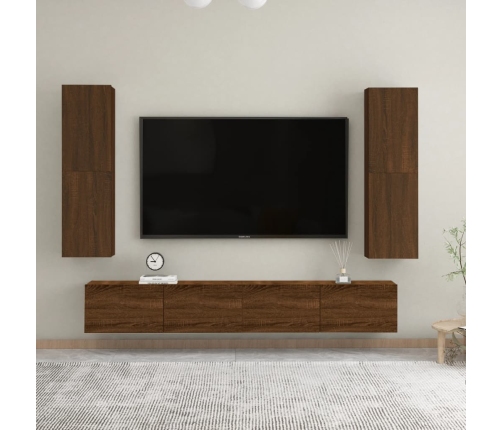 Mueble para TV de pared color roble marrón 30,5x30x110 cm