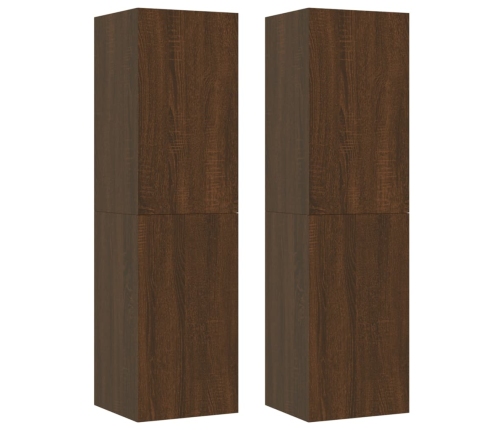 Muebles para TV de pared 2 uds roble marrón 30,5x30x110 cm