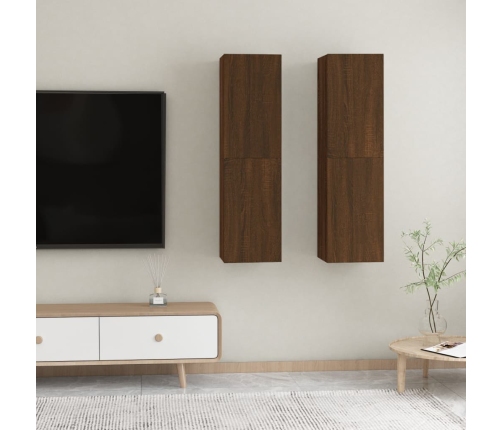 Muebles para TV de pared 2 uds roble marrón 30,5x30x110 cm