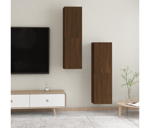 Muebles para TV de pared 2 uds roble marrón 30,5x30x110 cm