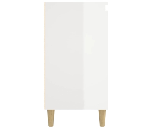 Mesita de noche madera contrachapada blanco brillo 40x35x70 cm