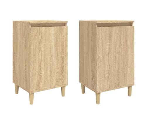 Mesitas de noche 2 uds madera contrachapada roble 40x35x70 cm