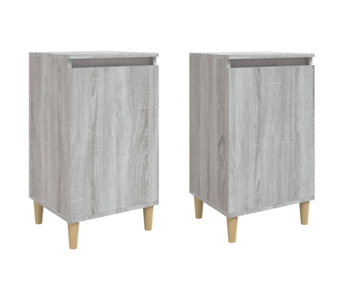 Mesitas de noche 2 uds madera contrachapada gris 40x35x70 cm