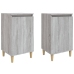 Mesitas de noche 2 uds madera contrachapada gris 40x35x70 cm