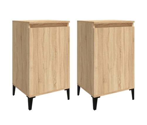 vidaXL Mesitas de noche 2 uds madera contrachapada roble 40x35x70 cm