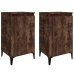 Mesitas noche 2 uds madera contrachapada roble humo 40x35x70 cm