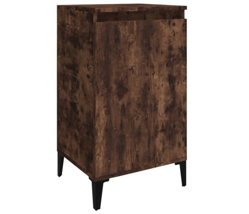 Mesitas noche 2 uds madera contrachapada roble humo 40x35x70 cm