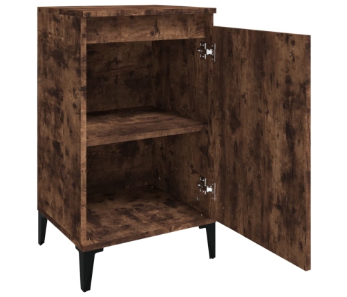 Mesitas noche 2 uds madera contrachapada roble humo 40x35x70 cm