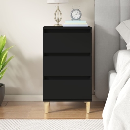 Mesita de noche madera contrachapada negro 40x35x70 cm