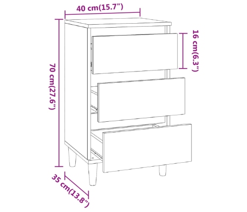 vidaXL Mesita de noche madera contrachapada gris Sonoma 40x35x70 cm