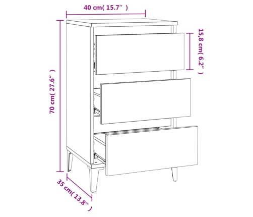 vidaXL Mesita de noche madera contrachapada blanco brillo 40x35x70 cm