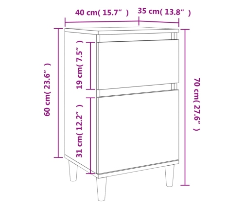 Mesitas de noche 2 uds color roble sonoma 40x35x70 cm