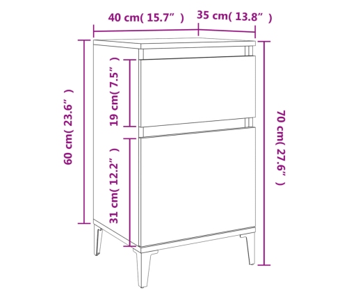 vidaxL Mesita de noche blanca 40x35x70 cm