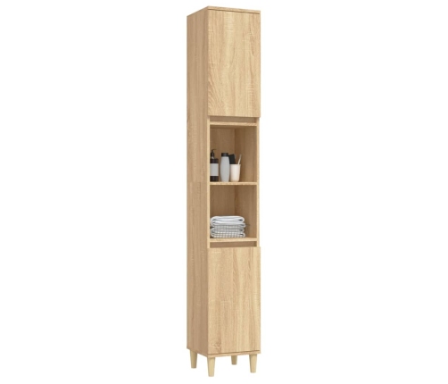 Armario de baño madera contrachapada roble Sonoma 30x30x190 cm