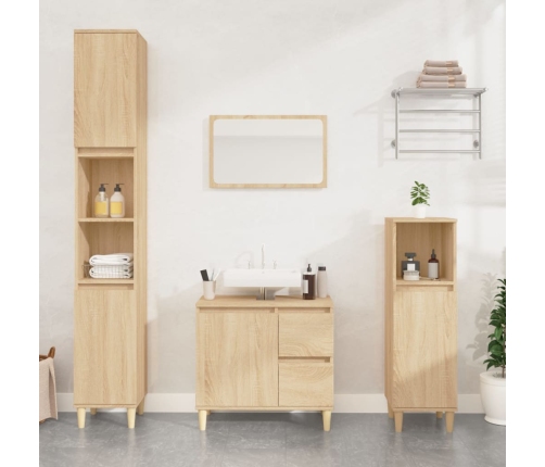 Armario de baño madera contrachapada roble Sonoma 30x30x190 cm