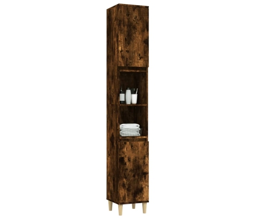 Armario de baño madera contrachapada roble ahumado 30x30x190 cm