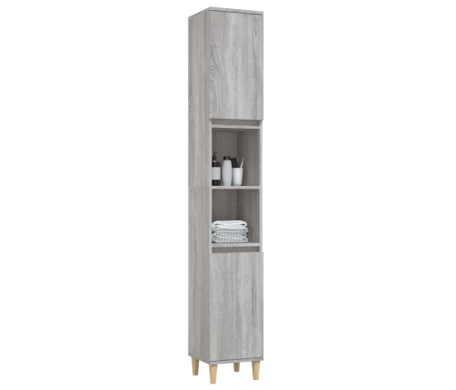 Armario de baño madera contrachapada gris Sonoma 30x30x190 cm