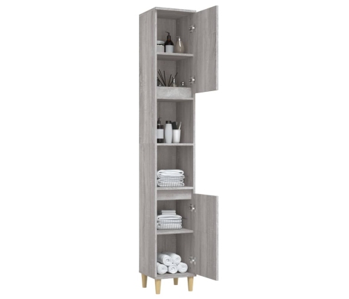 Armario de baño madera contrachapada gris Sonoma 30x30x190 cm