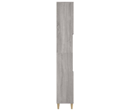 Armario de baño madera contrachapada gris Sonoma 30x30x190 cm