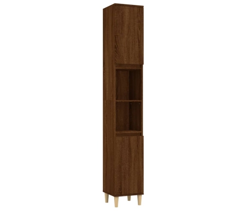 Armario de baño madera contrachapada roble marrón 30x30x190 cm