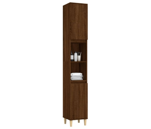 Armario de baño madera contrachapada roble marrón 30x30x190 cm