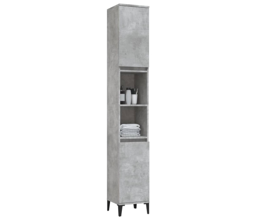 Armario de baño madera contrachapada gris hormigón 30x30x190 cm