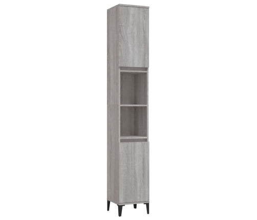 Armario de baño madera contrachapada gris Sonoma 30x30x190 cm