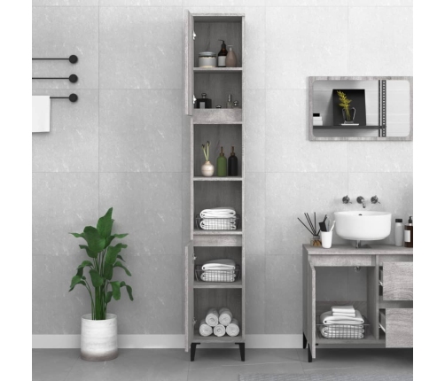 Armario de baño madera contrachapada gris Sonoma 30x30x190 cm