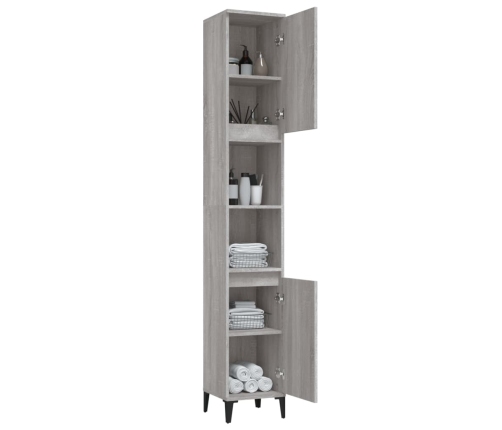 Armario de baño madera contrachapada gris Sonoma 30x30x190 cm