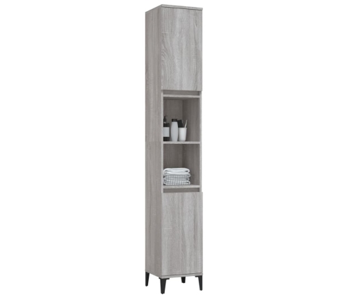 Armario de baño madera contrachapada gris Sonoma 30x30x190 cm