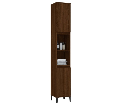 Armario de baño madera contrachapada roble marrón 30x30x190 cm