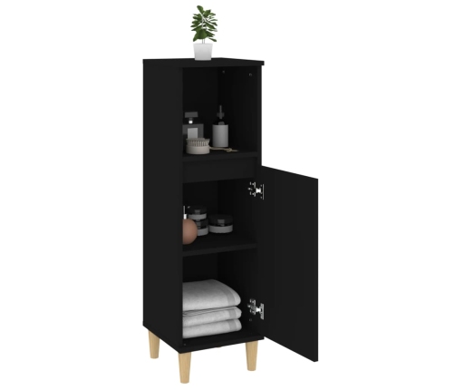 Armario de baño madera contrachapada negro 30x30x100 cm