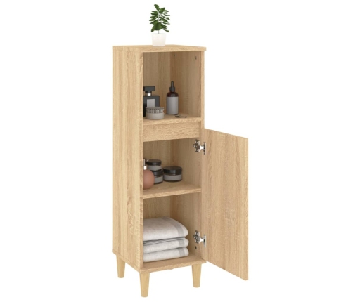 Armario de baño madera contrachapada roble Sonoma 30x30x100 cm