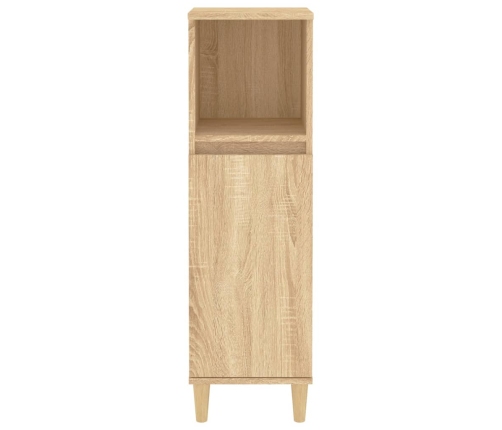 Armario de baño madera contrachapada roble Sonoma 30x30x100 cm