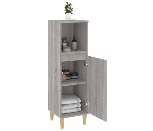 Armario de baño madera contrachapada gris Sonoma 30x30x100 cm