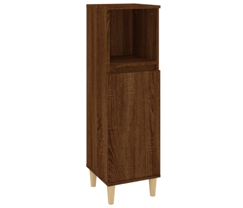 Armario de baño madera contrachapada marrón roble 30x30x100 cm