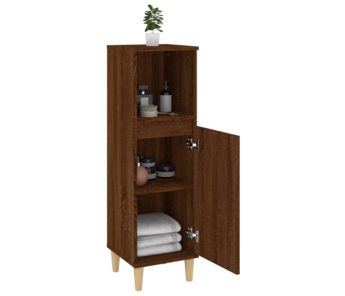 Armario de baño madera contrachapada marrón roble 30x30x100 cm