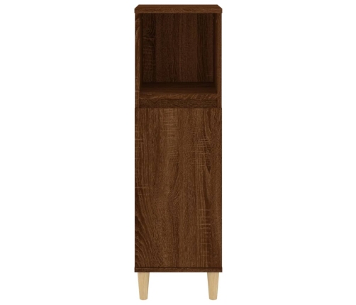 Armario de baño madera contrachapada marrón roble 30x30x100 cm