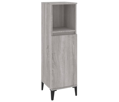 Armario de baño madera contrachapada gris Sonoma 30x30x100 cm