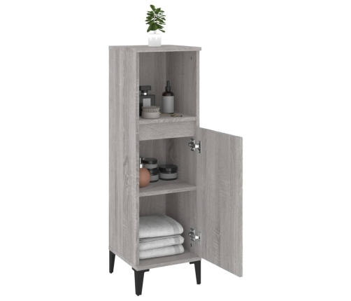 Armario de baño madera contrachapada gris Sonoma 30x30x100 cm