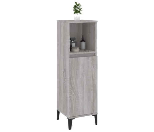 Armario de baño madera contrachapada gris Sonoma 30x30x100 cm