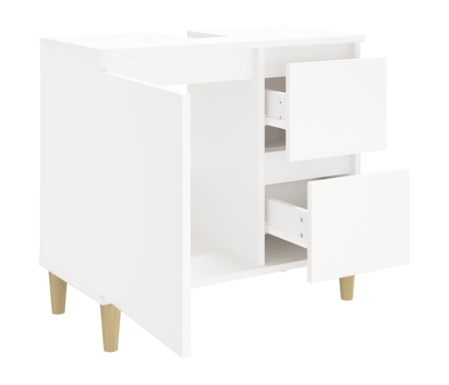 Armario de baño madera contrachapada blanco 65x33x60 cm