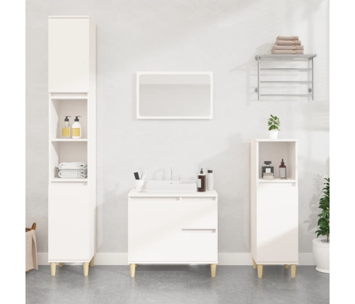 Armario de baño madera contrachapada blanco 65x33x60 cm